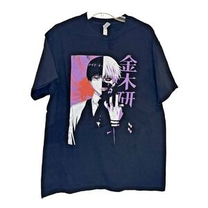 Tokyo Ghoul Shirt Large Black Ken Kaneki Split Face Anime Graphic Funimation